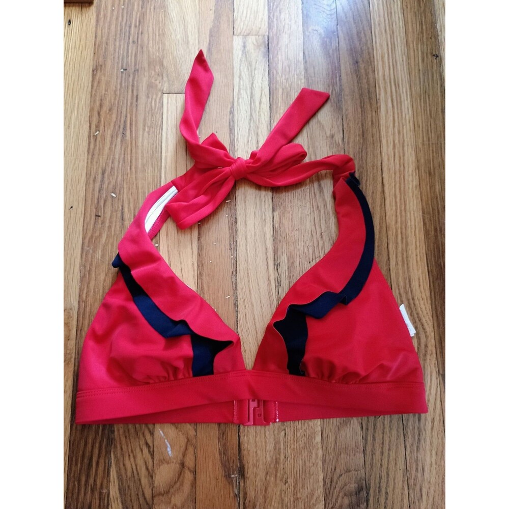 Boden Mykonos Bikini Top Size 4 Red Navy Triangle Bikini Top Only